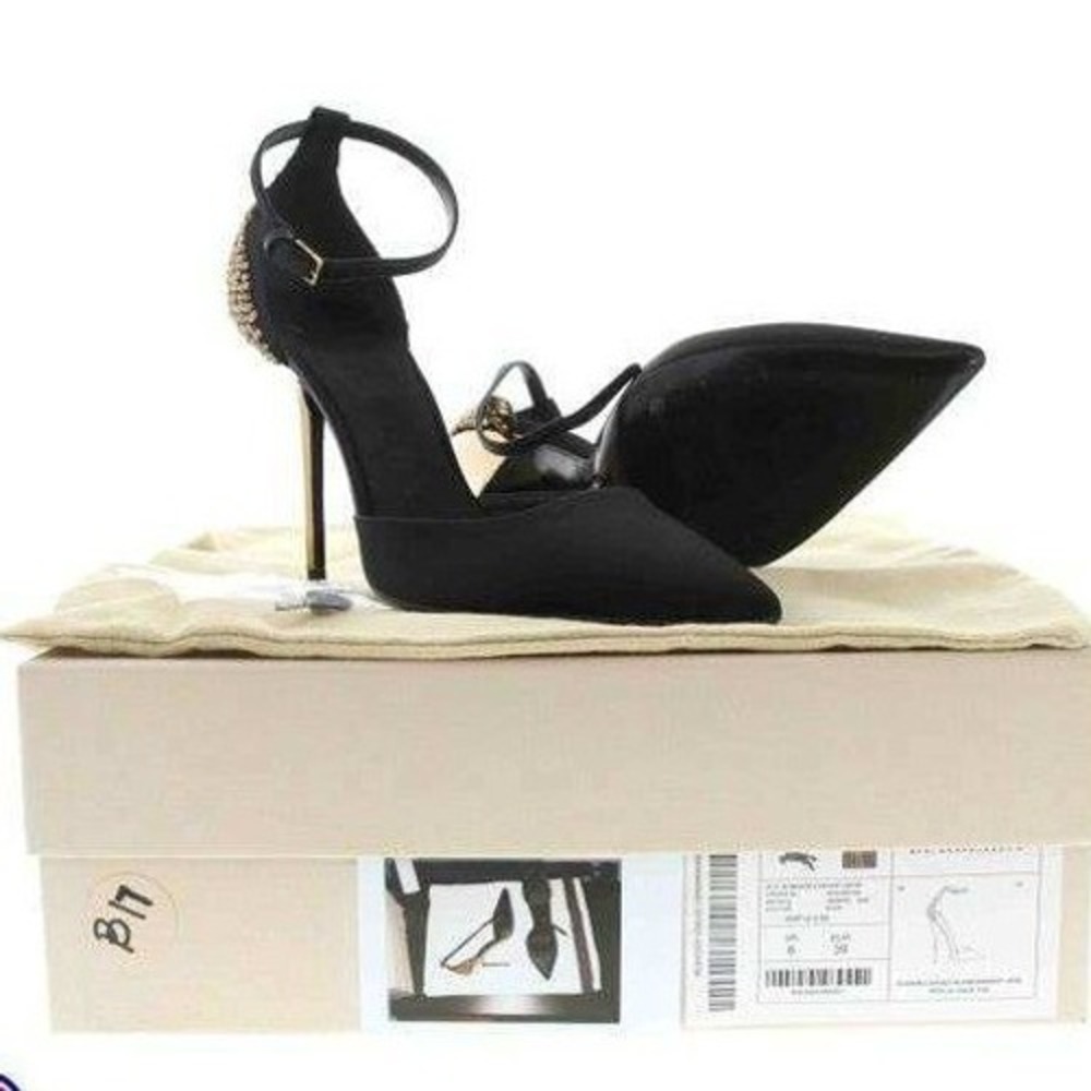 Burberry Black Satin‎ Alanson Stiletto Heels with Embellished Back Size 39 - Picture 11 of 13
